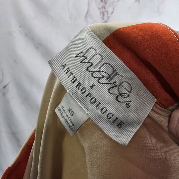 Mare Ware Skirt Womens XS Orange Stripe Midi Circle Diagonal 50s Long Isla - Picture 3 of 12